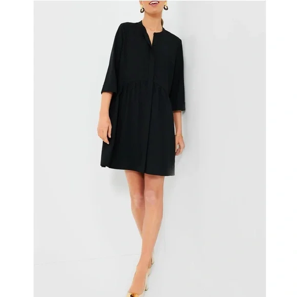 TUCKERNUCK Black Stretch Crepe Royal Shirt Dress - Picture 6 of 12